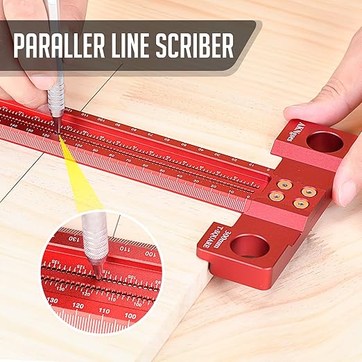 Woodworking Scriber T-Square Ruler 300mm with Thoughtful Support Lips, Architect Ruler for Carpenter Work, Layout and Measuring Tools…-DeskLoop Office