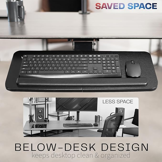 VIVO Adjustable Computer Keyboard & Mouse Platform Tray Ergonomic Under Table Desk Mount Drawer Underdesk Shelf (MOUNT-KB03B)-DeskLoop Office
