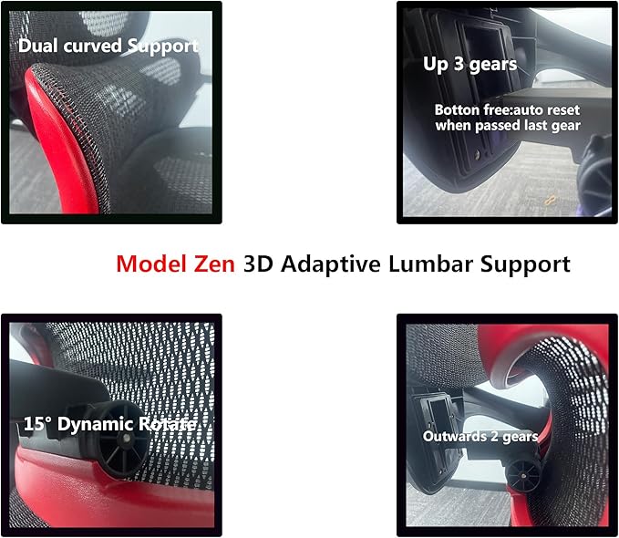 Ergonomic Office Chair, Big and Tall Mesh Computer Gaming Chair with Adaptive Lumbar Support, Work Chair with Headrest, 5D Armrest,90-130°Tilt, BIFMA Certified, Model Zen (Red)-DeskLoop Office