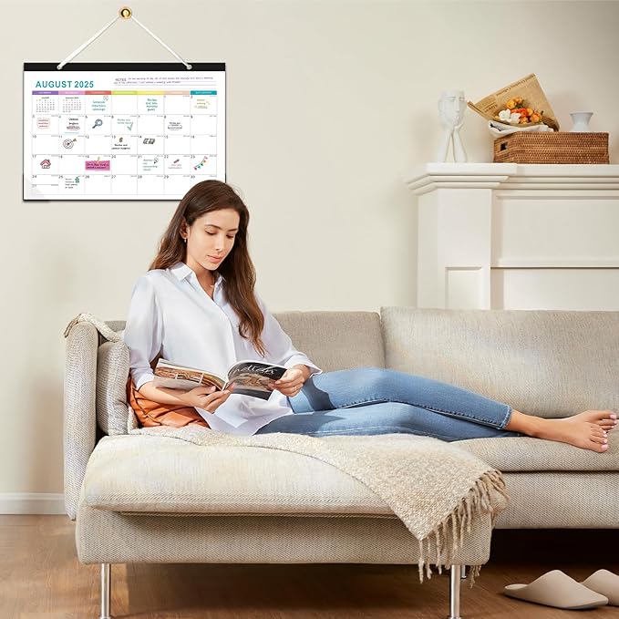 Gannyfer Calendar 2025-2026, Fridge Calendar Magnet, 18 Monthly Small Yearly Desk/Wall Calendar, July 2025 - Dec 2026, 14" x 11", with Plastic Cover Corner Protectors Hanging String, Organizers for Office, Home and School (3 Sticker)-DeskLoop Office