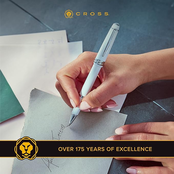 Cross Bailey Light Refillable Ballpoint Pen Presented in a Everyday Gift Box - Medium Point, Black Ink, Polished White-DeskLoop Office