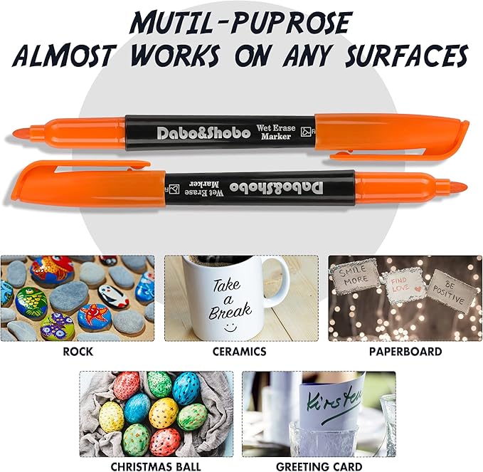Dabo&Shobo Wet Erase Markers, 36-Count Smudge-Free, 12 Colors Fine Tip, Erases with Water! Low Odor Markers for Office, School & Home-DeskLoop Office