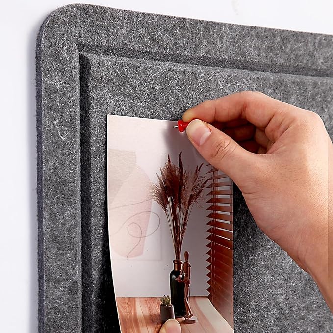 Bulletin Board - 23.5 x 17.5 inches Decorative Felt Pin Board - Cork Board Alternative for Wall - Foldable Photo Board Self-Adhesive Prayer Board with 20 Pushpins - Dark Gray-DeskLoop Office