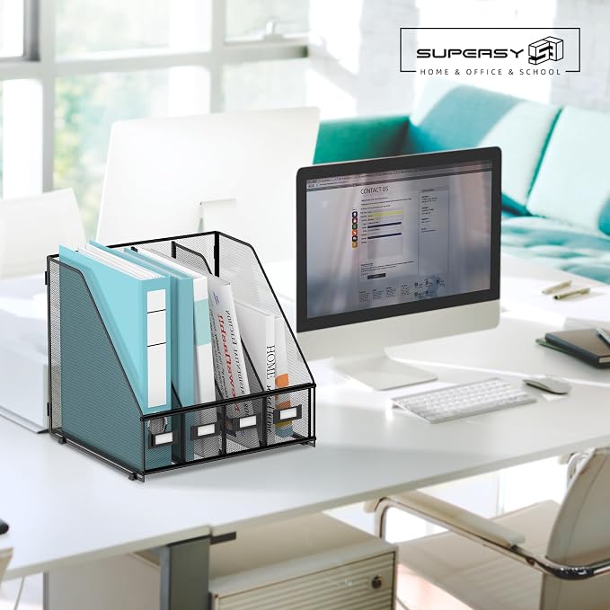 SUPEASY Magazine File Holder, Binder Holder Metal Desk Organizer - Image 6
