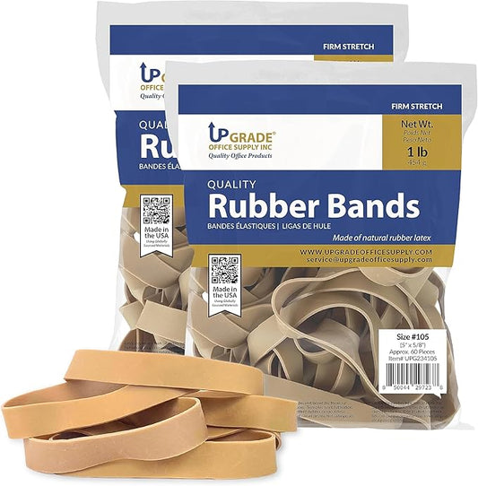 Upgrade Office Supply UPG234105PK2 Rubber Bands, Size 105 (5 x 5/8), 120 Bands, 2 lb Pack, USA-DeskLoop Office