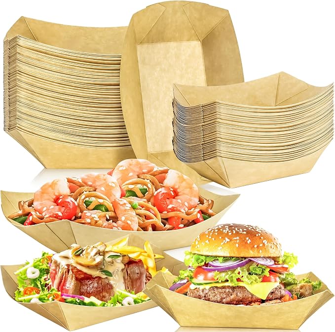 80 Pack 2Lb Paper Food Boat Trays Disposable Paper Boat Containers, Kraft Food - Image 7