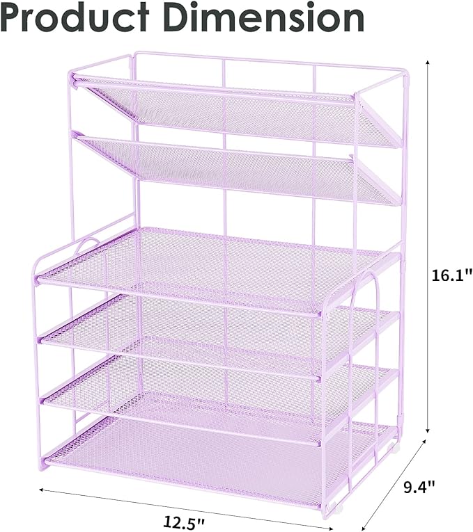 6-Tier Letter Tray Paper Organizer, Desk Organizers and Accessories, Desktop File Organizer, Office Desk Accessories for Office Supplies(Purple)-DeskLoop Office