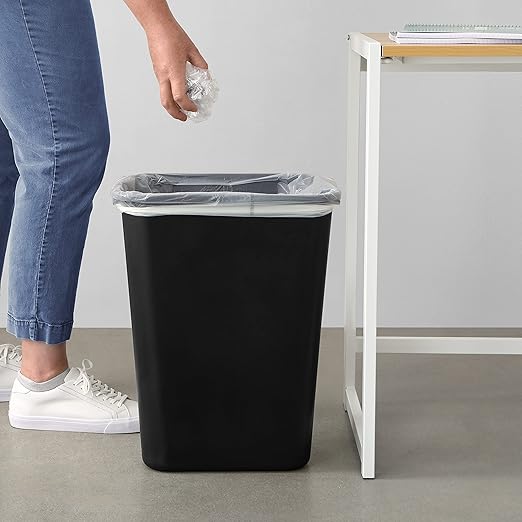 Amazon Basics Trash Can, Rectangular Commercial Office Wastebasket, 10 Gallon (Pack Of 1), Black (Previously AmazonCommercial brand)-DeskLoop Office