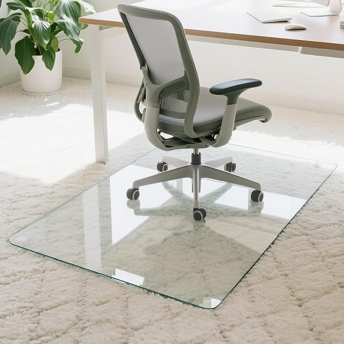 JAMBALAY 46″×36″ Tempered Glass Floor Mat, Heavy Duty Glass Office Chair Mat - Image 9
