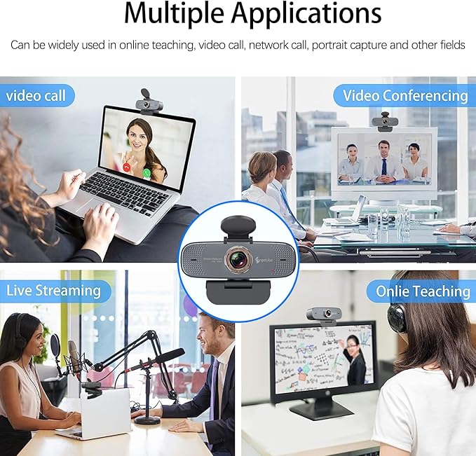 Angetube 1080P HD Webcam with Privacy Shutter Dual Noise-Cancelling Mic PC Camera Webcams, Wide 90° View, USB Plug & Play for Video Conferencing, Streaming, Zoom/Skype/YouTube for PC/Desktop/Laptop-DeskLoop Office