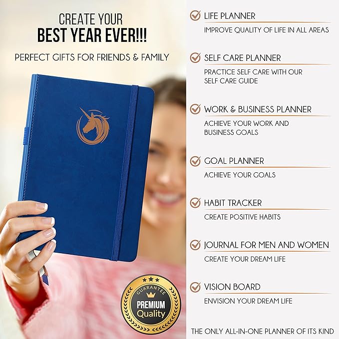 Life Planner - Undated Daily, Weekly & Monthly Planner with Budget Section | A 12 Month Journey to Increase Productivity & Happiness | Life Organizer & Gratitude Journal - Horizontal Format-DeskLoop Office