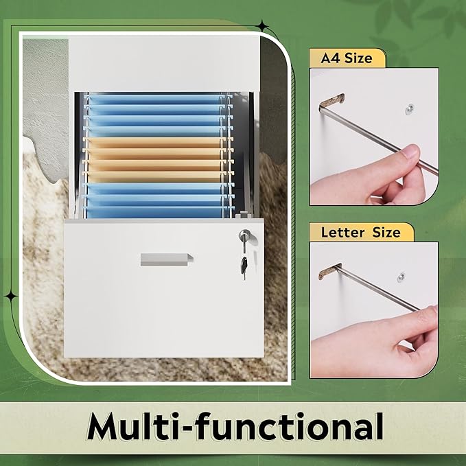 DEVAISE 4 Drawer File Cabinet with Lock, Vertical Filing Cabinet for A4/Letter Size Files, Wood Storage Organizer for Home Office, White-DeskLoop Office