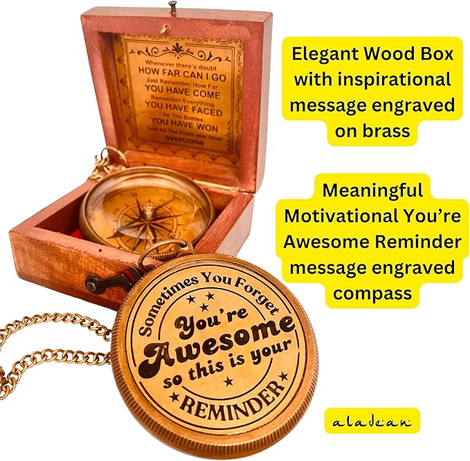 Gift for Son from Mom Dad | Engraved Compass 2" - Father to Son Gifts, Mom to Son Gifts for Graduation 2025, Birthday Baptism Confirmation Communion-DeskLoop Office