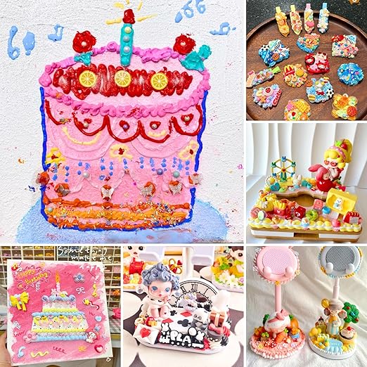 ASTRYAS Cream Glue,10Pcs 100g Decoden Fake Whipped Cream Glue DIY Phone Case Kit with Plastic Piping Tip for DIY Handmade Craft Decoration - Pony Color-DeskLoop Office