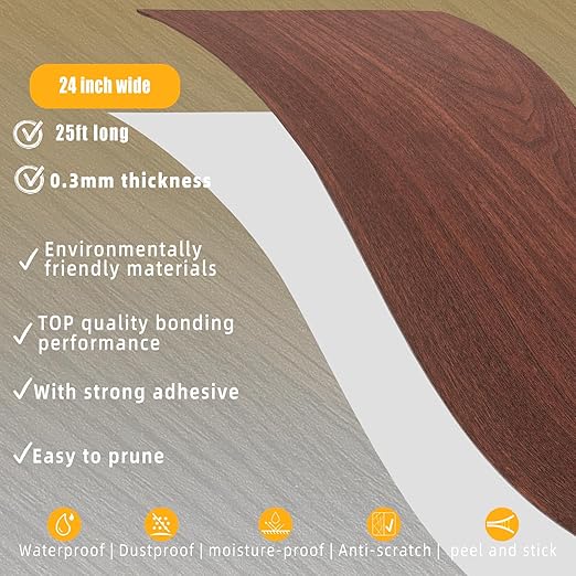 GSCIT Club Cherry Wallpaper, 24 inch X 25ft Self Adhesive Wood Grain Repair Tape Patch for Tables, Chairs, Baseboards, Doors, Windows, Floors, Handicraft DIY.-DeskLoop Office