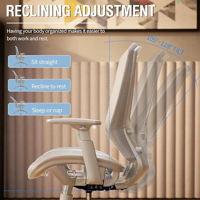 ELABEST T96 Mesh Office Chair,Ergonomic Computer Desk Chair,Sturdy Task Chair- Adjustable Lumbar Support & Armrests,Tilt Function,Comfort Wide Seat,Swivel Home Office Chair-DeskLoop Office