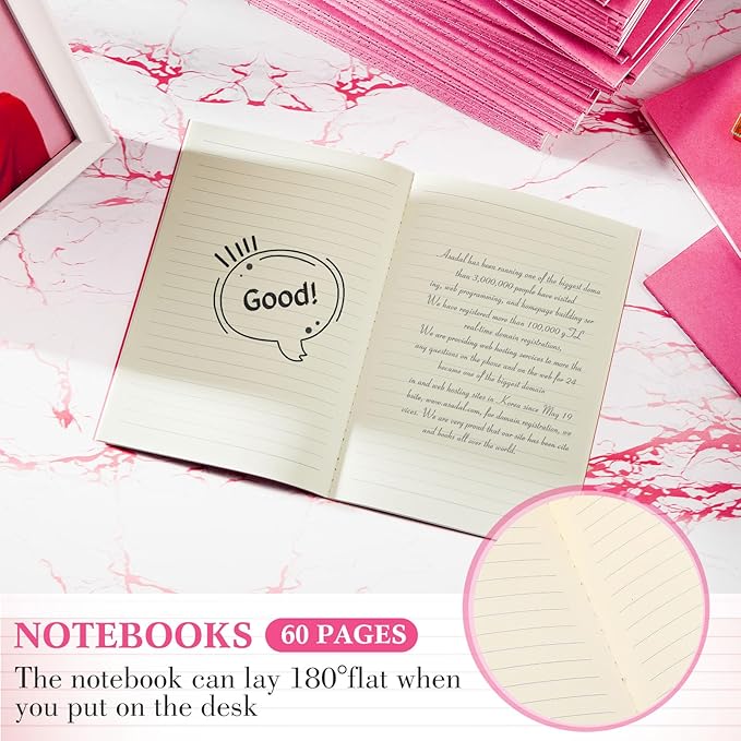 100 Pcs Kraft Notebook Journals 5.5 Inch x 8.3 Inch A5 Softcover Notebooks Bulk for Writing Sketch Office Notepad with 60 Pages 30 Sheets (Multicolor,Lined)(Pink,Lined)-DeskLoop Office