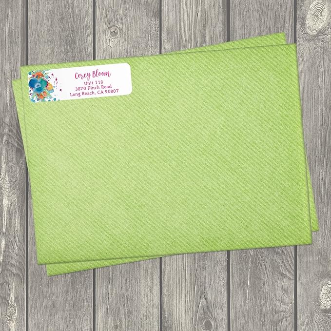 Bright Watercolor Floral Rolled Address Labels / 5 Vibrant Flower Bouquet Designs/Roll of 500 Personalized Address Labels/Designer Return Address Stickers in Elegant Plastic Dispenser-DeskLoop Office