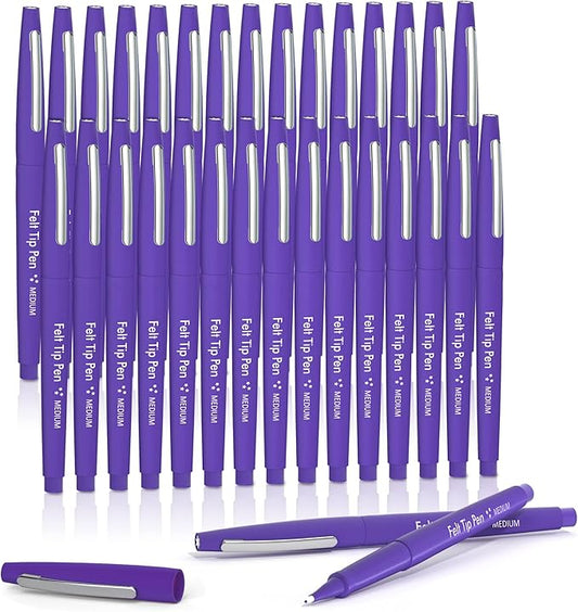 Lelix Felt Tip Pens, 30 Purple Pack, 0.7mm Medium Point, Felt Tip Markers Pens for Journaling, Writing, Note Taking, Planner, Perfect for School Office and Art Supplies-DeskLoop Office