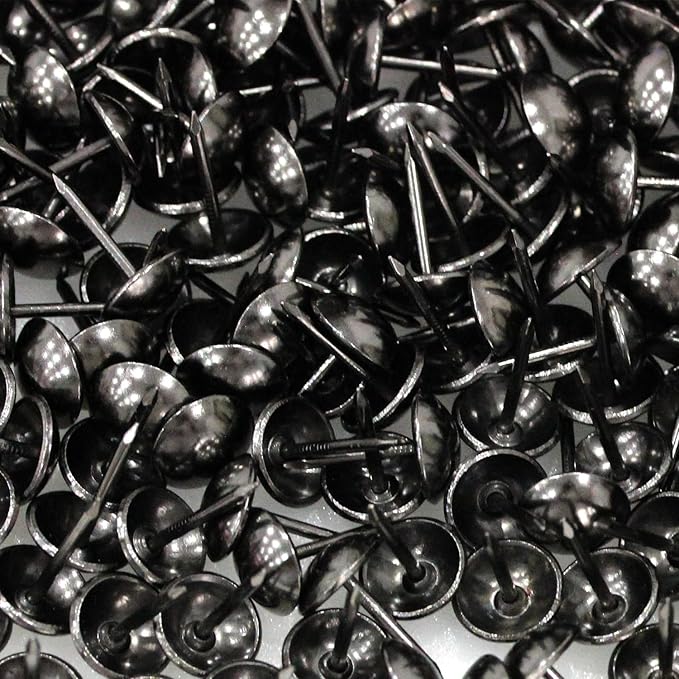 500Pcs Upholstery Tacks, BetterJonny Decorative Furniture Nails Pins 17X11MM Black Metal Thumb Tacks for Upholstered Furniture Cork Board, Home Decor-DeskLoop Office