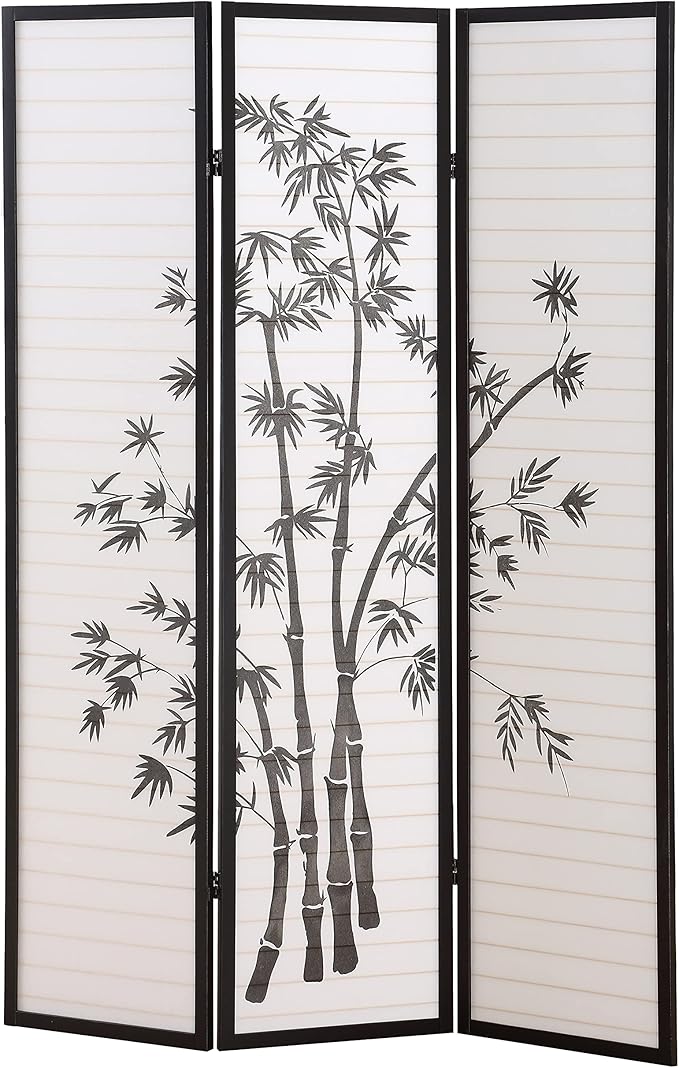 NicBex Room Divider 3 Panel Room Dividers with Oriental Style Partition Room Dividers and Folding Privacy Screens Wall Divider for Home, Office, Room Separation,72" W x 1" D x 72" H, Black-DeskLoop Office