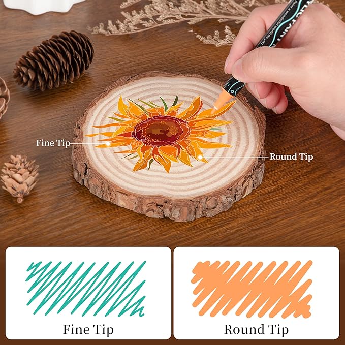 SMOOTHERPRO Acrylic Paint Markers, 12 Colors Dual Tip Acrylic Paint Pens for Wood, Rocks, Canvas, Pumpkins, Fabric Markers Set for Glass, Plastic, Ceramic, DIY, Easter, Gift(DAP12)