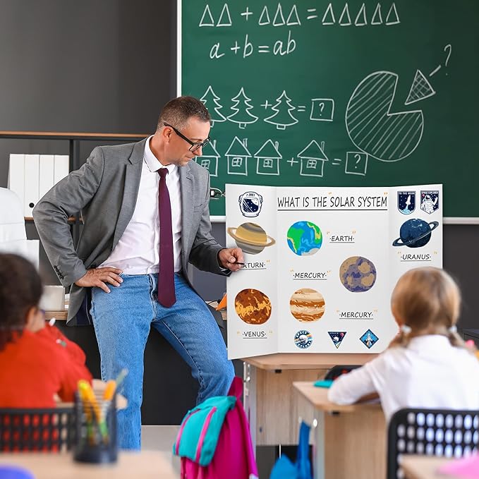 Chell 36" x 48" Large Trifold Poster Board, 2 Pack, White Corrugated Project Boards for Science Fair, School Projects, Event Displays and Business Presentations-DeskLoop Office