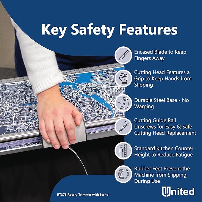 United Office Products RT37S Commercial Rotary Paper Trimmer with Stand and Fabric Catch Tray, Sturdy Metal Base, 38" Cut Length, 10 Sheet Capacity, Paper Cutter for Offices, Schools and Crafts-DeskLoop Office