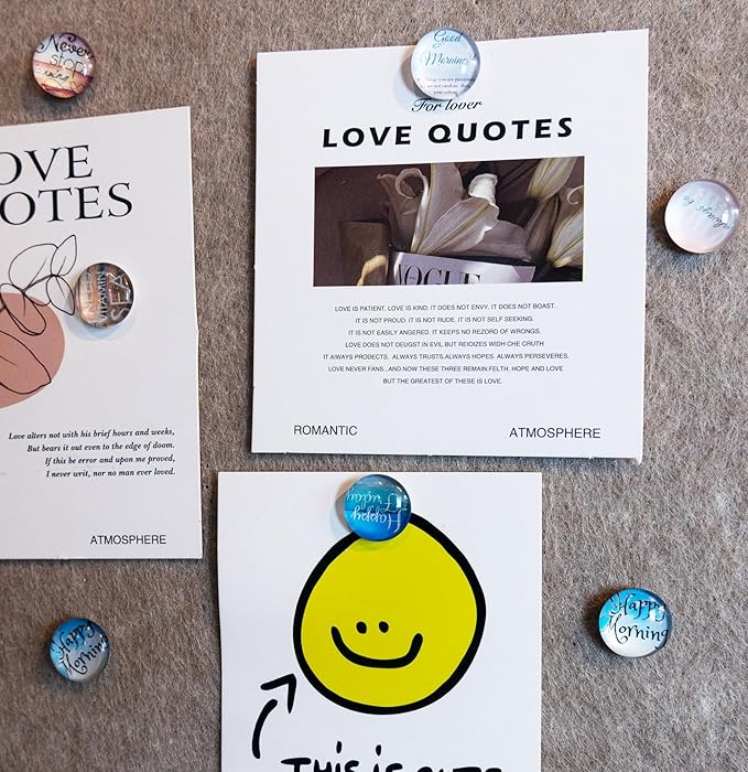 24Pcs Decorative Push Pins,Decorative Thumb Tacks for Bulletin Board, Cork Board Thumbtacks,Photos Wall Maps,Cute Thumbtack for Cubicle Decor,Classroom Decor,and Office Decor(Motivational-Moring)-DeskLoop Office