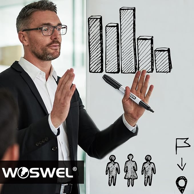 WOSWEL Dry Erase Markers, 24 Pack Black Chisel Tip Whiteboard Markers, Chisel - Image 7