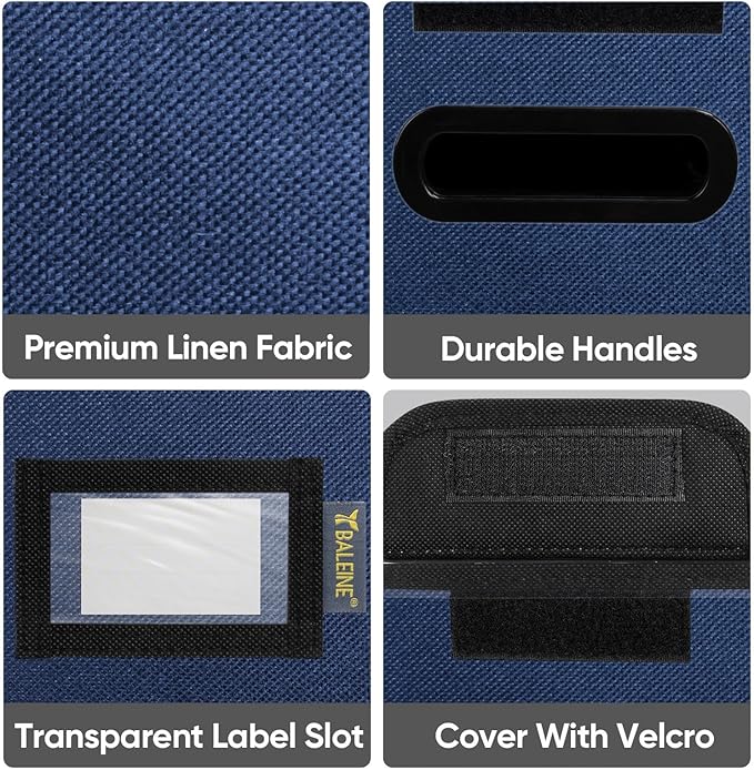 BALEINE File Organizer Box with Lid, Collapsible File Folder Organizer with Plastic Slide, Hanging File Folder Box for Office Document Storage (1 Pack, Blue, S)-DeskLoop Office