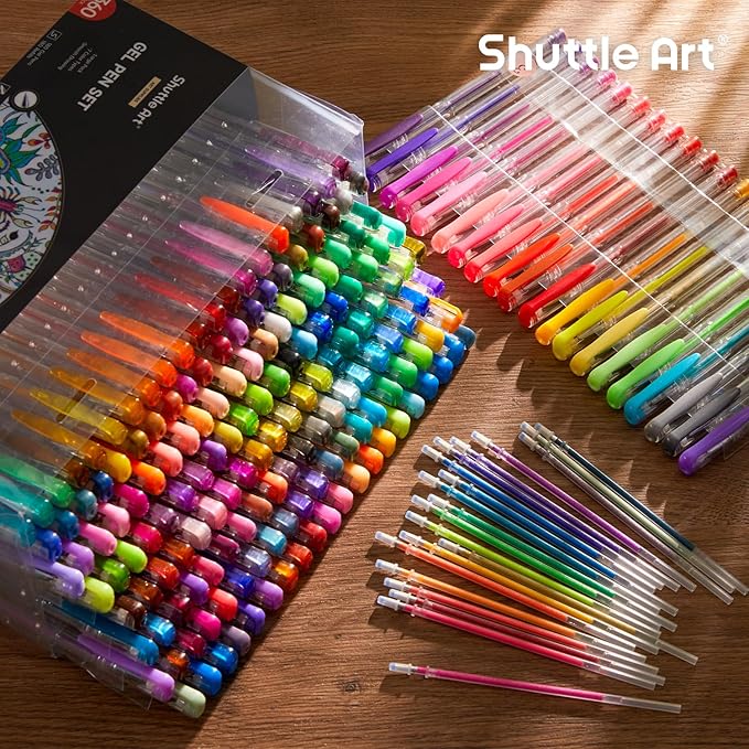 Shuttle Art 360 Pack Gel Pens Set, 180 Colors Gel Pen Set Plus 180 Color Refills Perfect for Adult Coloring Books Doodling Drawing Art Markers-DeskLoop Office