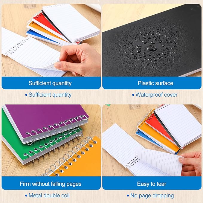 36 Pcs Small Pocket Notebooks 3 x 5 Inch Mini Memo Spiral Notepads Top Bound College Ruled Lined Note Pads for Back School Office Journaling Noting, 75 Sheets/Pad (Fresh Color)-DeskLoop Office