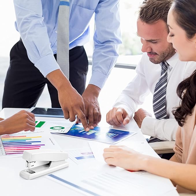 Deli Stapler, Desktop Staplers with 640 Staples, Office Stapler, 25 Sheet Capacity, White-DeskLoop Office