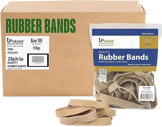Upgrade Office Supply UPG234105CS Rubber Bands, Size 105 (5 x 5/8), 1200 Bands, 20 lb Case, USA-DeskLoop Office