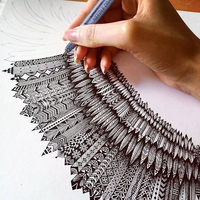 Set of 10 Black Micro-Pen Fineliner Ink Pens, Anti-Bleed & Waterproof Archival ink,Brush & Calligraphy Tip Nibs - Artist Illustration, Office Documents, Scrapbooking, Technical Drawing-DeskLoop Office