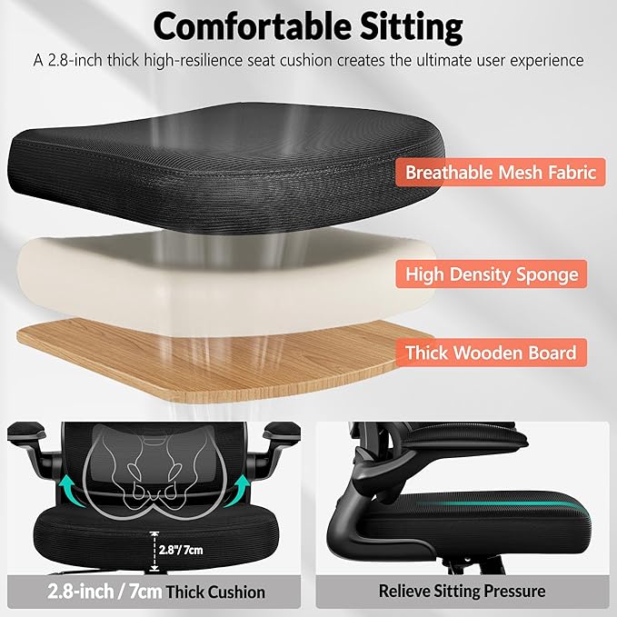 Home Office Desk Chair, Ergonomic Office Chair with Lumbar Support and Adjustable Armrests, Office Chair, Breathable Mesh Mid Back Computer Chair, Modern Comfy Desk Chair-DeskLoop Office