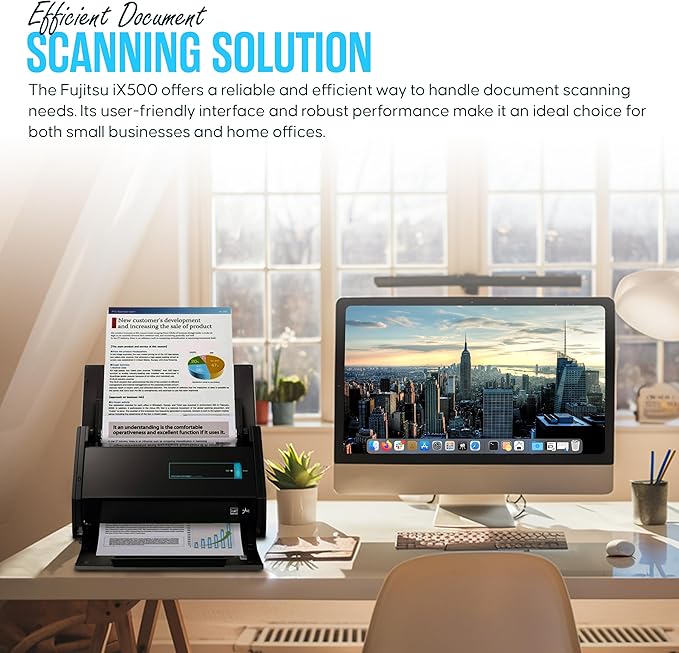 IX500 Fujitsu Scansnap Receipt Scanner for Mac & PC - USB High Speed Cloud Enabled Document, Photo Scanners - ADF with Duplex Scanning - Comes with 16v, USB 3.0 Cable (Renewed)-DeskLoop Office