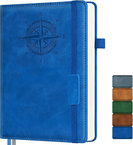 Notebook Journal for Women Men: Leather Journal for Writing, Hardcover College Ruled Journals Notebooks with Thick Paper, Large A4 Daily Journal for Travel, Diary, Gifts for Teens, 8.5"×11", Blue-DeskLoop Office