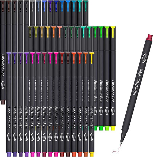 Vanstek 46 Pack Journal Planner Colored Pens, Fineliner Pens for Journaling, Writing Coloring Drawing, Note Taking, Calendar, Planner, Art Office School Gift Supplies-DeskLoop Office