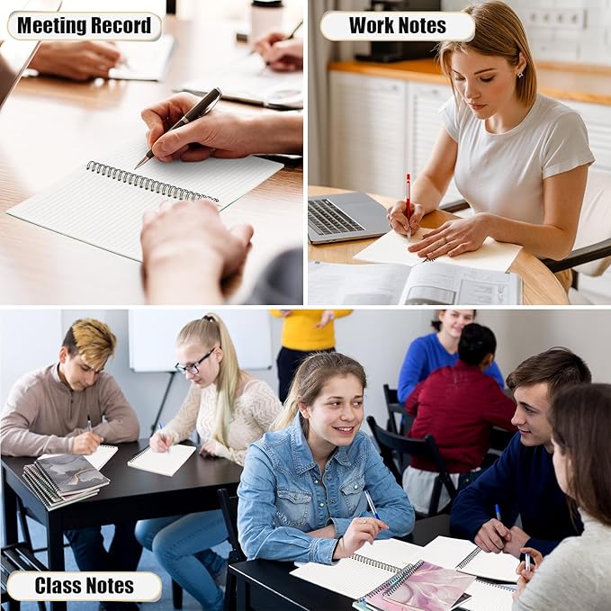 Fuutreo 12 Pcs Spiral Notebook for Work A5 8.3 x 5.7 Inch College Ruled Spiral Journal Notebook Kraft Cover Ruled Paper, 12 Color, 60 Sheets, 120 Pages for Office School(Marble Pattern)-DeskLoop Office