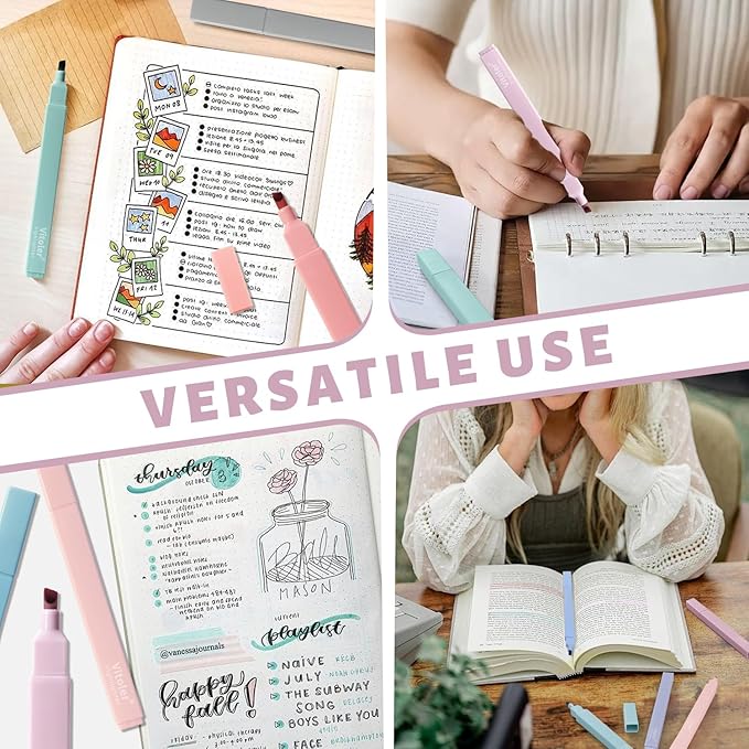 Pastel Highlighters,8pcs Bible Highlighters with Chisel Tip,Cute Markers Highlighter No Bleed,Bible High Lighters Assorted Colors for School Journaling-DeskLoop Office