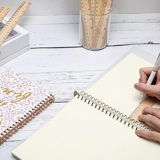 72 Pack Wooden Ruler 8 Inch Rulers Bulk Wood Measuring Ruler Office Ruler 2 Scale-DeskLoop Office