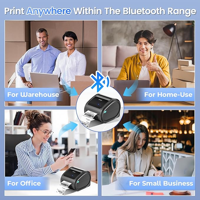 Bluetooth Thermal Label Printer 4x6 - D520BT Thermal Shipping Label Printer for Small Business, Wireless Label Printer with Built-in Label Holder, Compatible with USPS, Shopify-DeskLoop Office