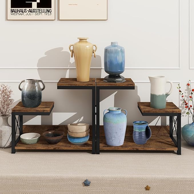 ELITEROO Desktop Shelf Organizer, 3 Tier Office Shelves, Wood Desk Organizers Storage Rack and Freestanding Display Shelf for Office, Dormitory, Home, Rustic Brown-DeskLoop Office