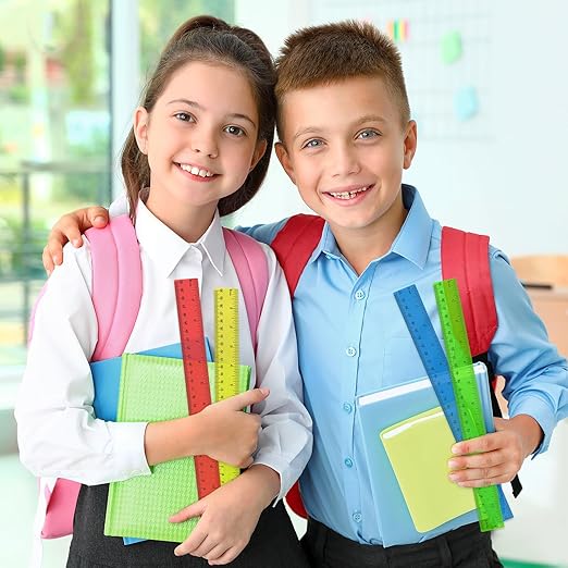 312 Pack Plastic Ruler Bulk, 12 Inch Plastic Ruler in Assorted Colors, Clear Rulers with Inches and Centimeters, Transparent Rulers Bulk for Kids Back to School, Classroom, Office, Home Supplies-DeskLoop Office