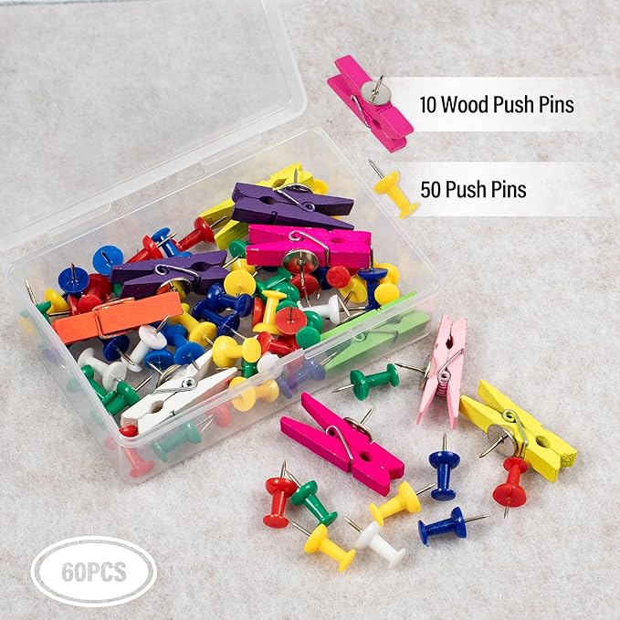 AKTOP Cork Bulletin Board 12x12, 1/2" Thick Felt Cork Board Tiles 6 Pack, Small Square Pin Board for Wall, Self Adhesive Corkboards with 60 Push Pin Wood Clips for School, Home & Office, Latte-DeskLoop Office