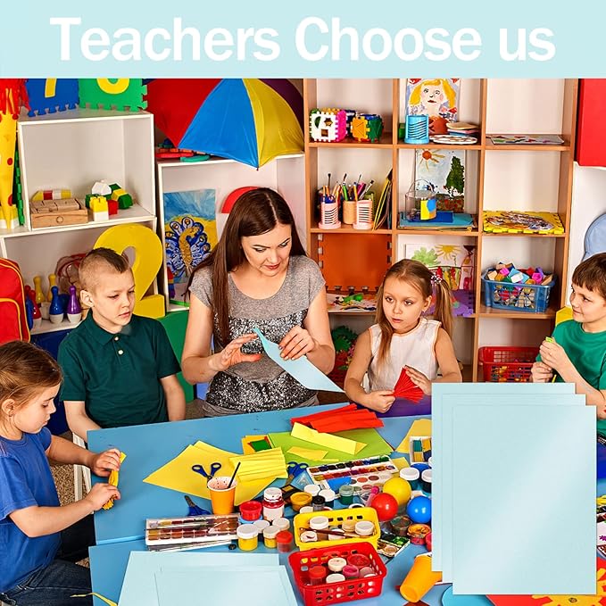 100 Sheets Blue Shimmer Cardstock 8.5 x 11 Metallic Paper, Goefun 80lb Card Stock Printer Paper for Invitations, Weddings, Parties, Showers-DeskLoop Office