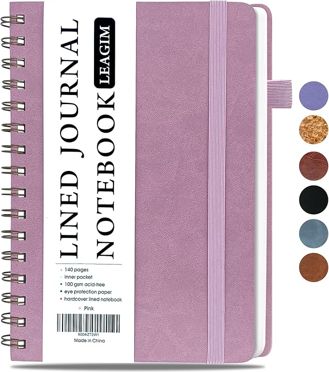 Lined Spiral Journal Notebook for Women & Men, College Ruled Hardcover Notebook for Work & Note Taking, Journals for Writing, 100 GSM, Business, School, 140 Pages, A5(5.8"x8.5") - Pink-DeskLoop Office