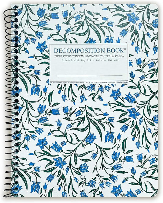 Decomposition Bluebells College Ruled Spiral Notebooks – 9.75 x 7.5 Journal with 160 Lined Pages – Notebooks for School Supplies, Home & Office – 100% Recycled Paper – Made in USA-DeskLoop Office